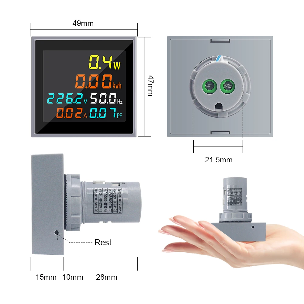 Ketotek Digital Wattmeter AC 110-220V 100A Monitor Energy Power Kwh Meter LCD Voltmeter Ammeter Voltage Current Factor Volt Amp |