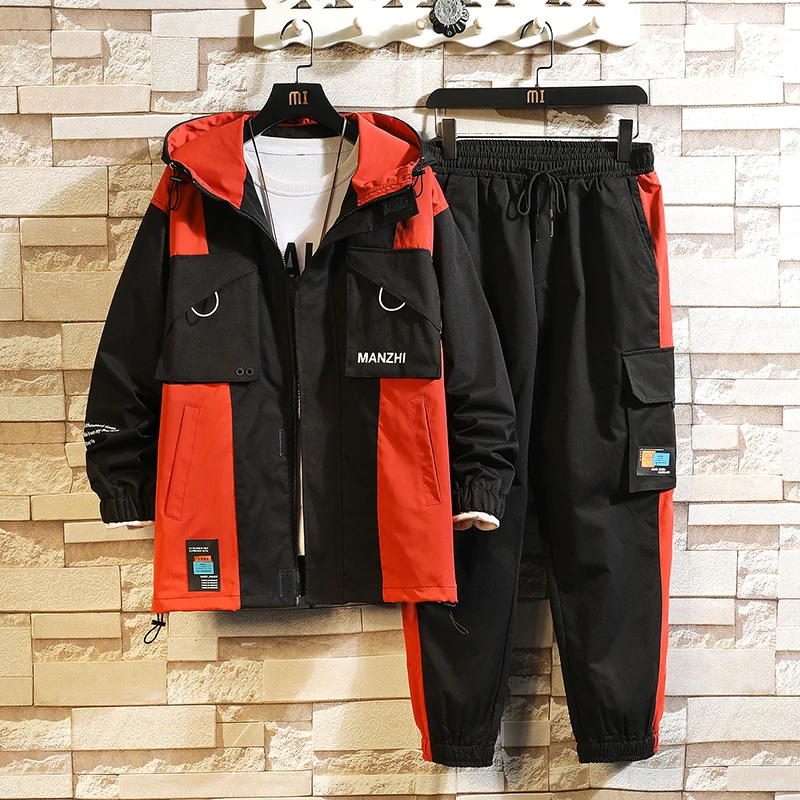 

Contrasting Color Casual Workwear Suit Male Fat Plus Fat Plus Size Sportswear Fashion Trendy Brand Jacket Two-piece Suit свитшот