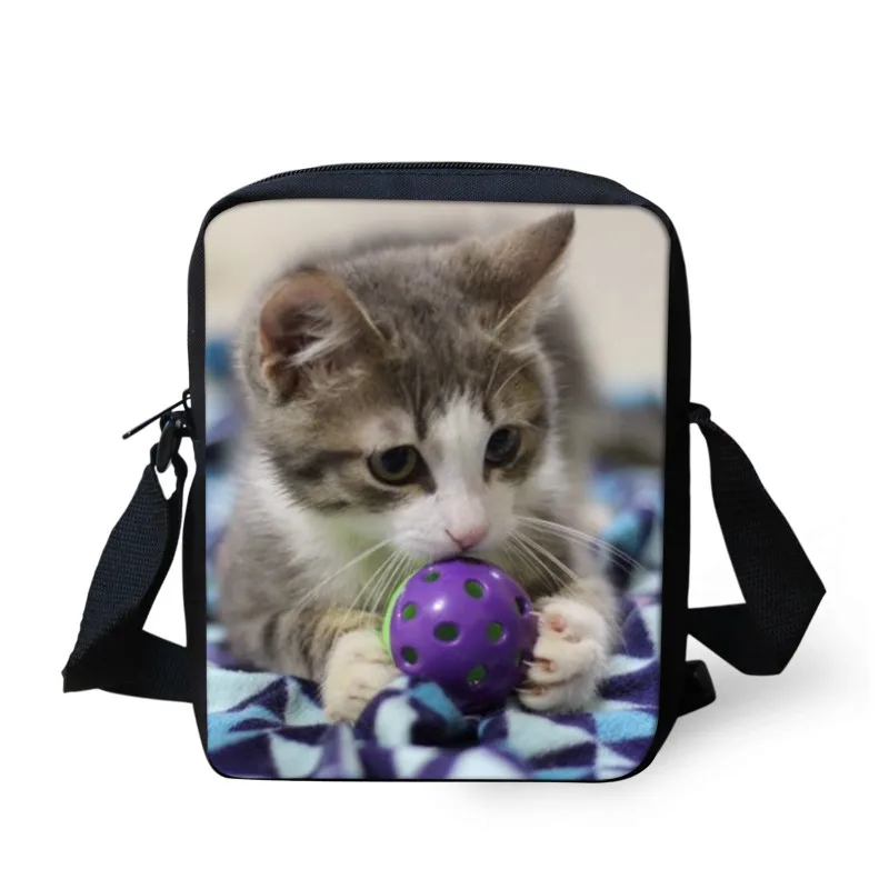 Модная женская сумка через плечо для девочек с рисунком кота чехлы мессенджеры