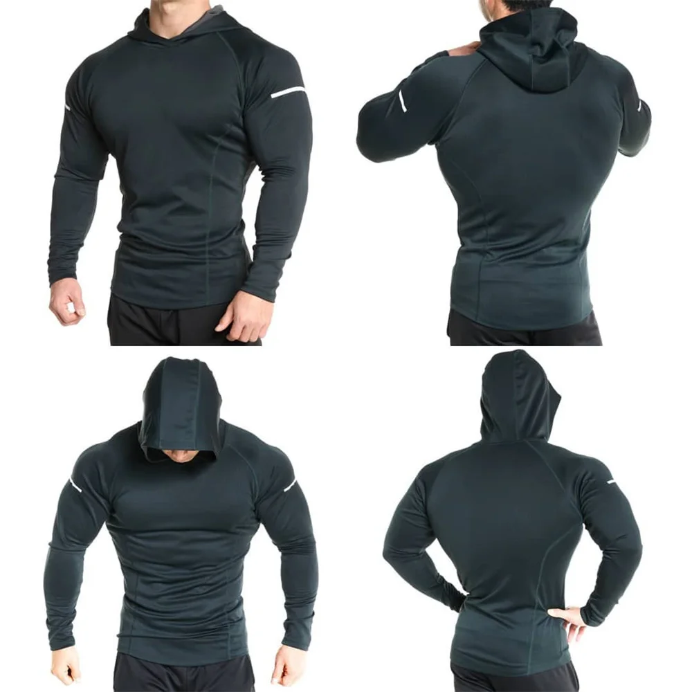 

Men Brand Hoodies Gym Sport Running Training Sweatshirt Fitness Bodybuilding Hoody Outdoor Sportswear Male Hooded Jacket Dry Fit