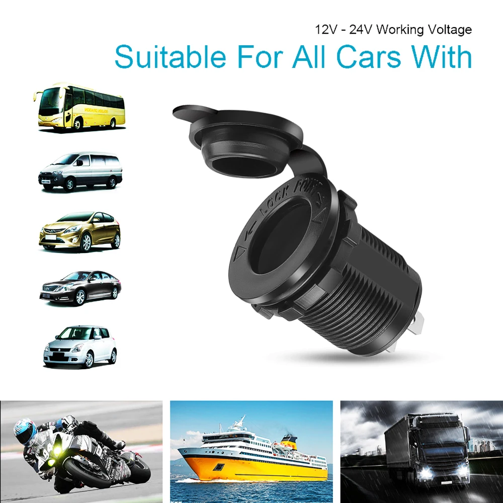 

Portable 12V Car Cigarette Lighter Socket Auto Boat Motorcycle Tractor Waterproof Power Outlet Socket Receptacle Car Accessories