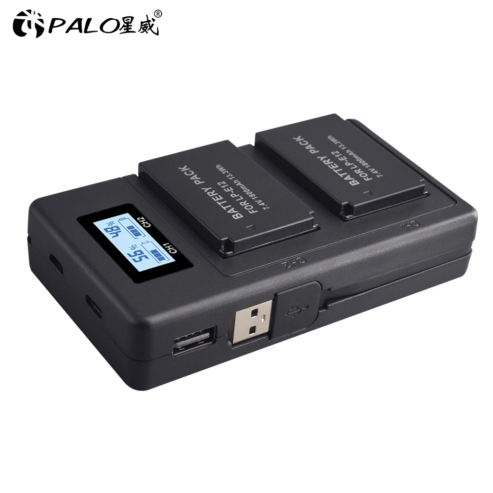 PALO 2 шт. LPE12 аккумуляторная батарея для камеры + USB умное Цифровое зарядное