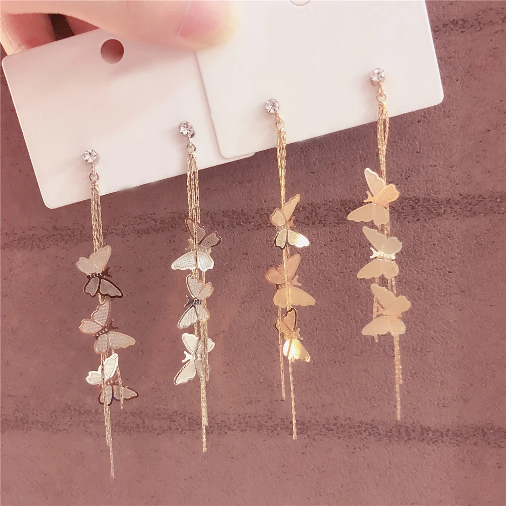 

Women Earrings Cubic Zirconia Tassel Butterfly Earrings Banquet Couple Wedding Earrings Birthday Gift for Girl Fashion Jewelry