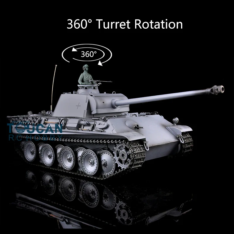 Heng Long 1/16 серый RC Танк 7.0 пластиковая немецкая пантера G RTR 3879 360 ° вращающаяся