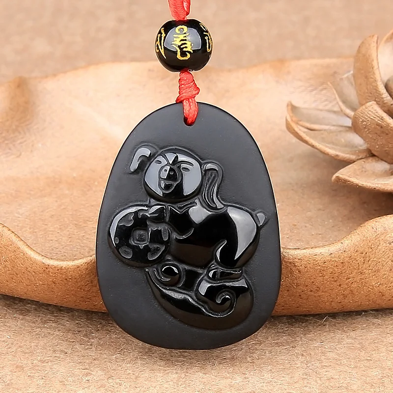 Ожерелье из натурального черного обсидиана с бусинами ручная работа подвеска в