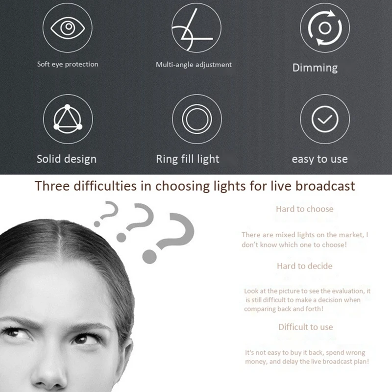 

Lovely Ear LEDFill Light 26CM Live Broadcast Class Live Selfie Fill Light Tripods Video Anti-Shake Stable Holders