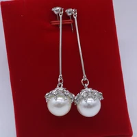 pearl dangle earrings white gold filled piercing earrings elegant gift for women girls