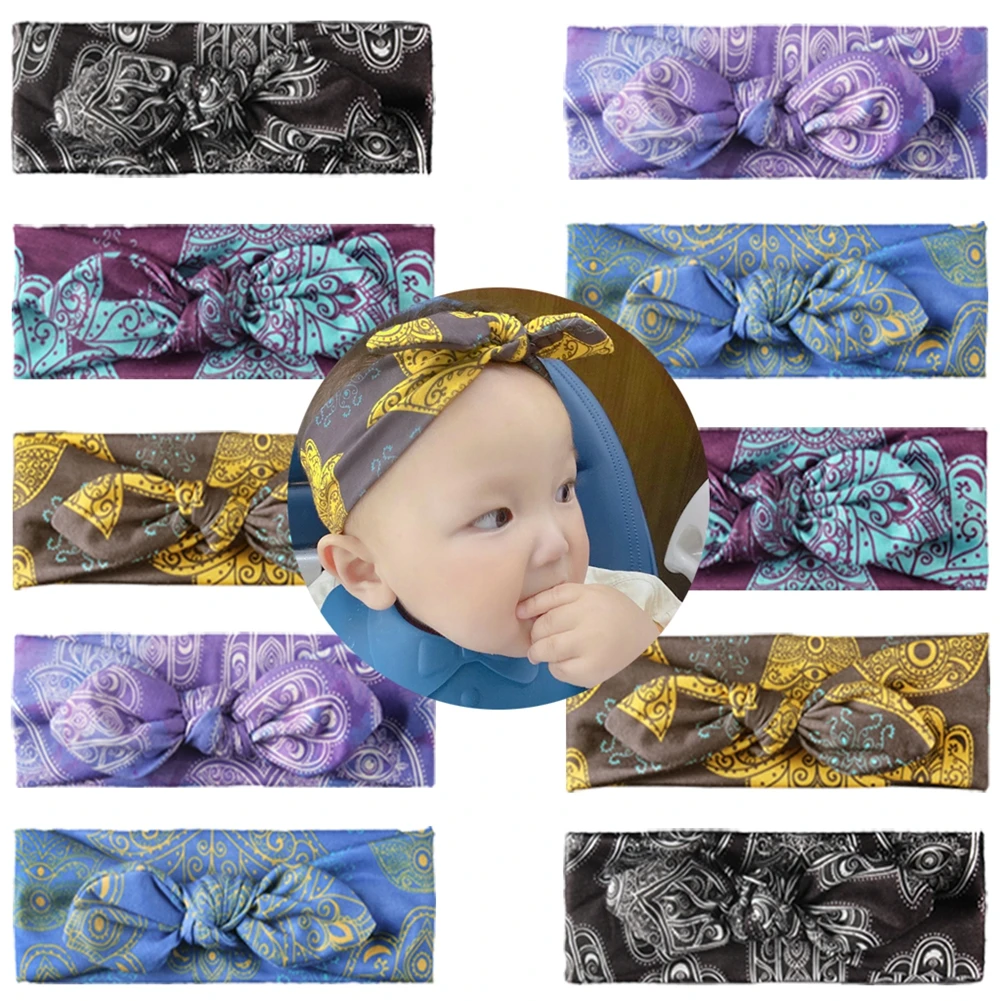 Pudcoco Baby Infant Kids Girls Rabbit Ears Hairband Turban Bowknot Headwrap Children Elastic Bownot Hairband Headwear Gift
