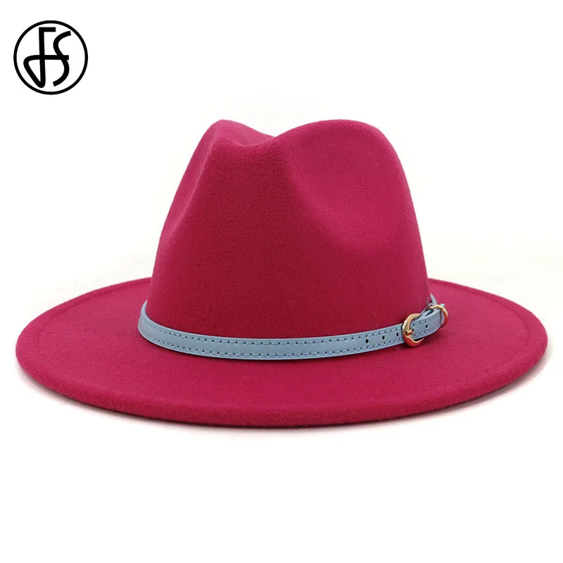 FS Для мужчин женщин шляпа с широкими полями шерсть фетровая Панама Шапки