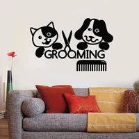 pet grooming wall decal salon groomer beauty cat dog pets animal vinyl window stickers comb scissors mural interior decor s1360