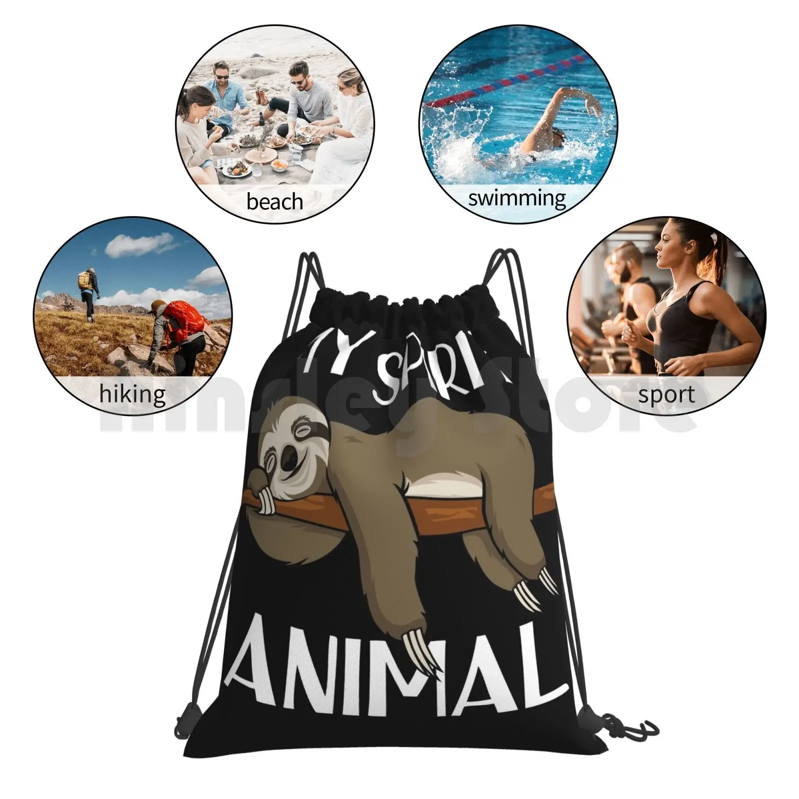 

My Spirit Animal Is A Sloth Lazy Napping Gift Backpack Drawstring Bags Gym Bag Waterproof Sloth Hipster Cute