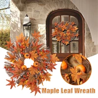 rattan fall wreath for front door artificial pumpkins berry garland rustic thanksgiving autumn decoration farmhouse decor