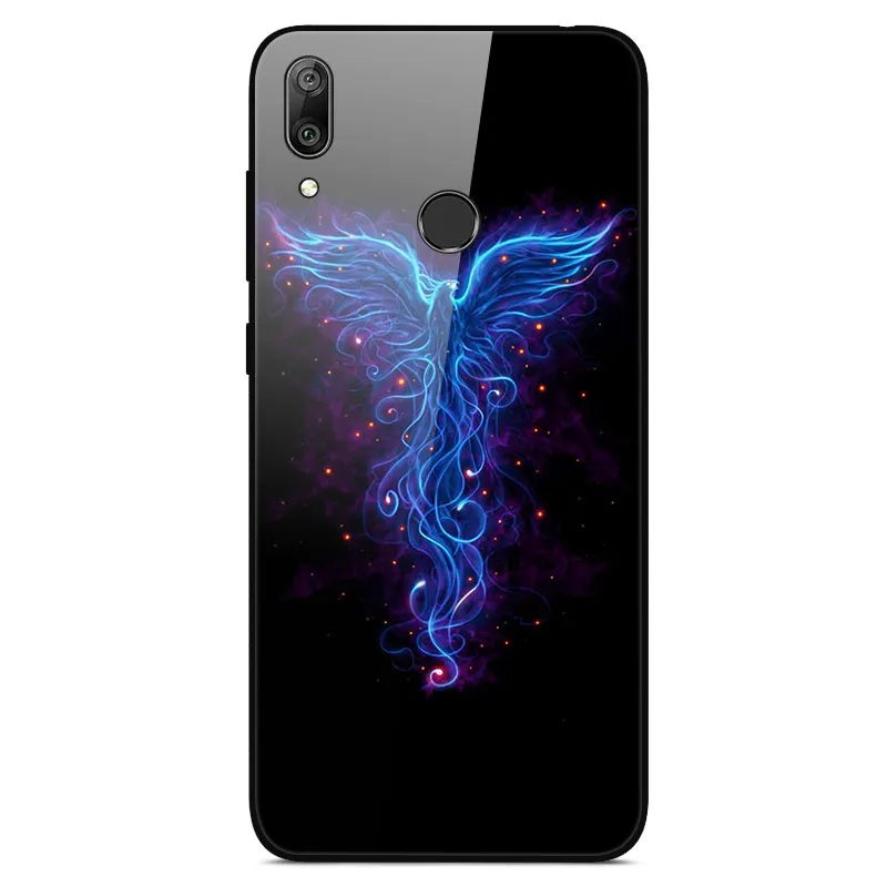 44 Чехол для телефона s для huawei Y7, жесткая задняя крышка из закаленного стекла для huawei Y7, чехол Y 7, мягкий бампер, художественный чехол 6,26 - Цвет: 44