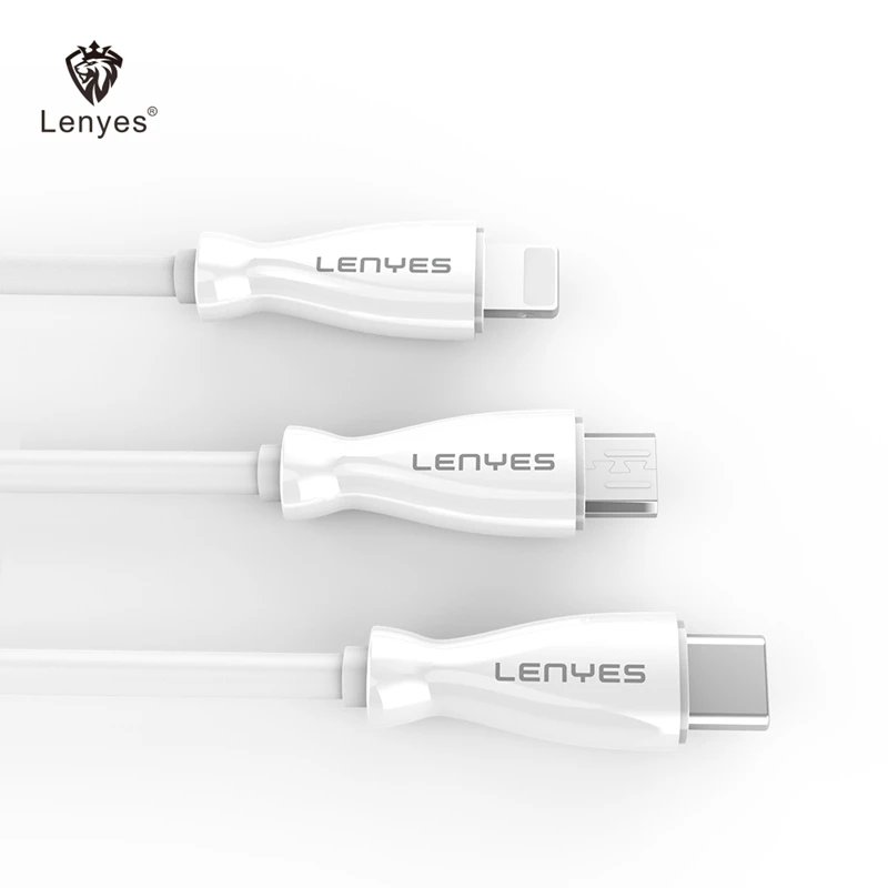 Lenyes 25 см универсальные USB кабели для iPhone 7 8 Plus 11 Pro XS Max X XR iPad 2.4A Micro V8 Тип C кабель