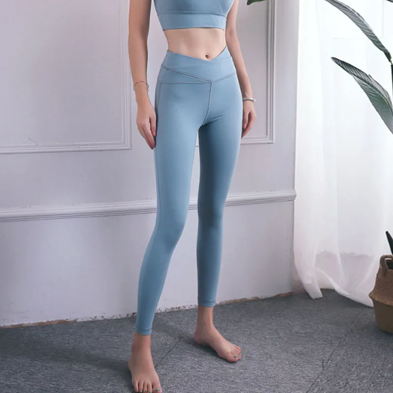 Спортивный любящий корейский стиль крест живот Леггинсы Йога брюки для бега
