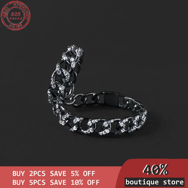 

Sterling Silver S925 chain single ear clip, European and American punk style, luxury women's jewelry