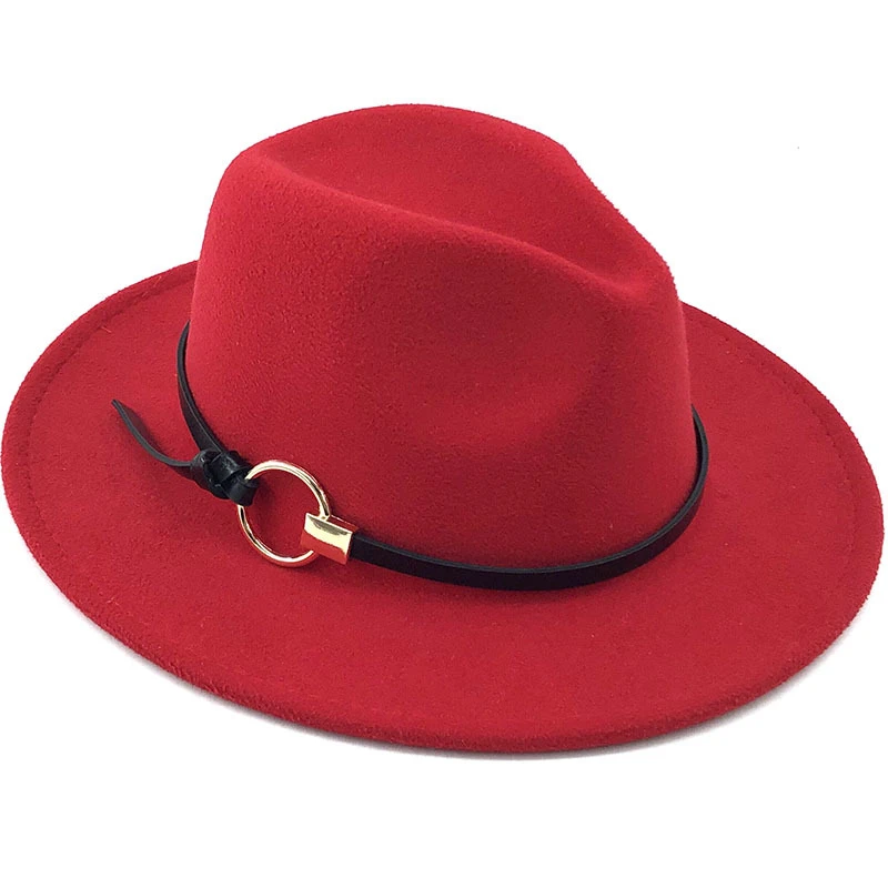 

Simple New Wool Women Outback Fedora Hat For Winter Autumn ElegantLady Floppy Cloche Wide Brim Jazz Caps Size 56-60CM