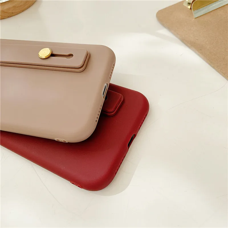 

Solid Color Silicone Soft Case Stretch Bracket Protective Cover Phone Case Capa For Samsung Galaxy A12 A42 A71 A51 A70 A50 A11