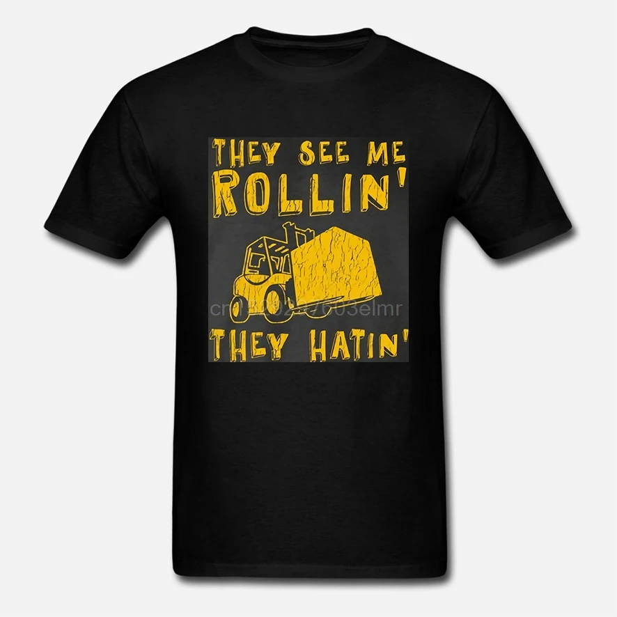Хлопковая футболка унисекс Haters See Me Rollin' Hating Forklift | Мужская одежда