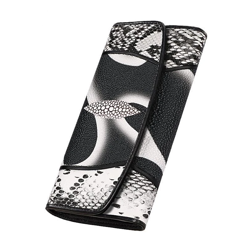 Женские кошельки из кожи ската кошелек натуральной длинный клатч сумка -