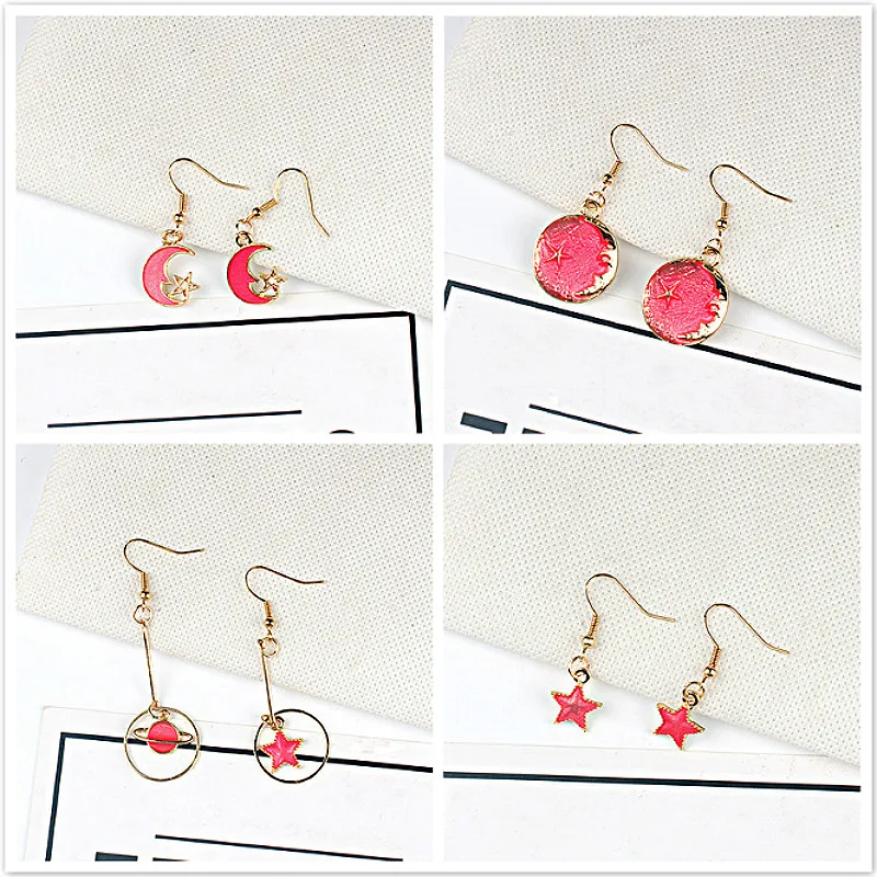 Hot Sell Fashion Stud Earrings Lovely Simple Blue / The Moon Starry Sky Long Section Asymmetric Pendant For Ladies Gift | Украшения и