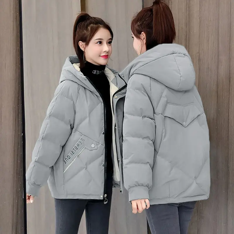 

Cotton padded clothes women's winter 2020 winter Korean loose hooded small middle long printed cotton padded clothes cotton