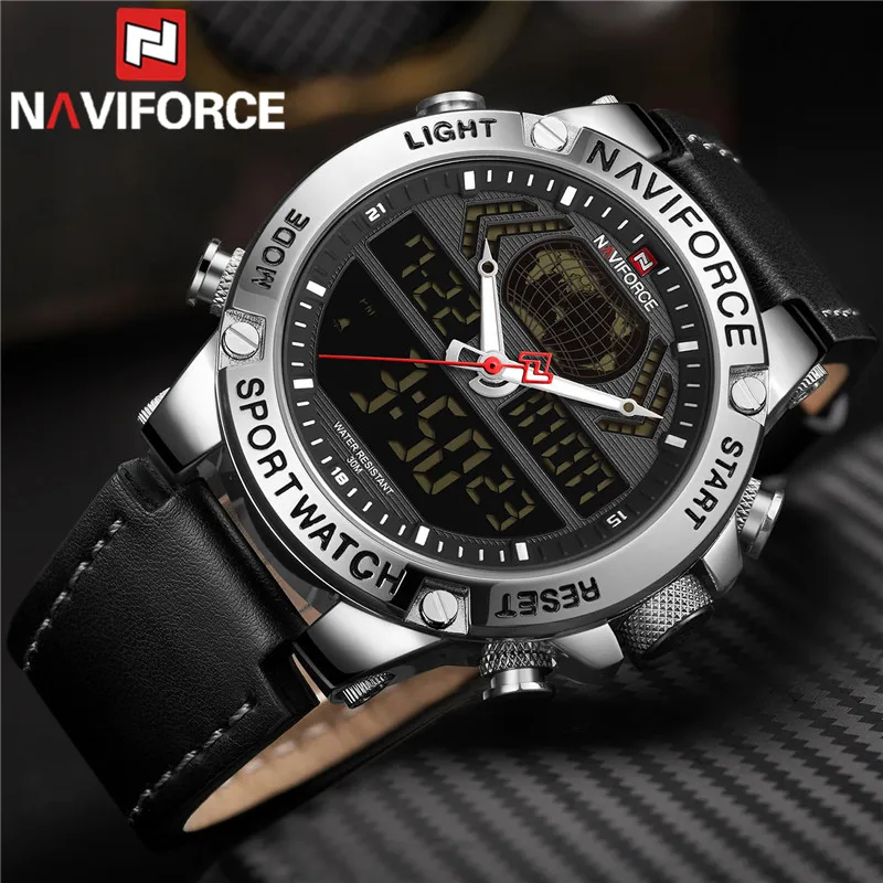Часы наручные NAVIFORCE Мужские Цифровые спортивные брендовые Роскошные