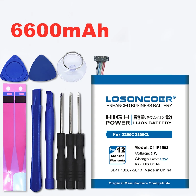 100% Оригинальный LOSONCOER 6600 мАч C11P1502 Сменный аккумулятор для ASUS ZenPad 10 Z300CG Z300CL P01T Z300M