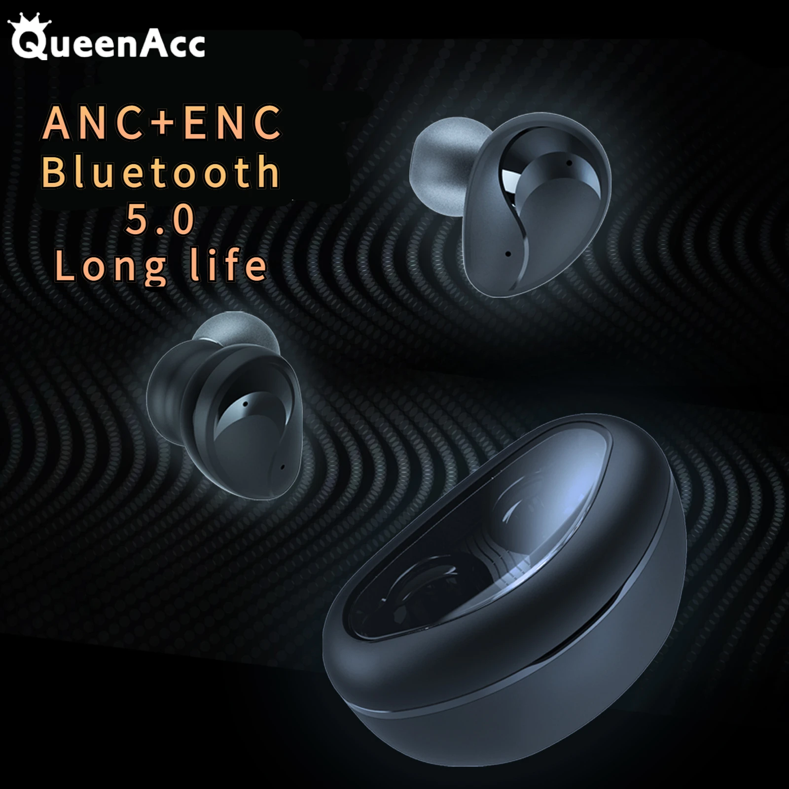 

Беспроводная Bluetooth-гарнитура QueenAcc Mini ANC с активным шумоподавлением