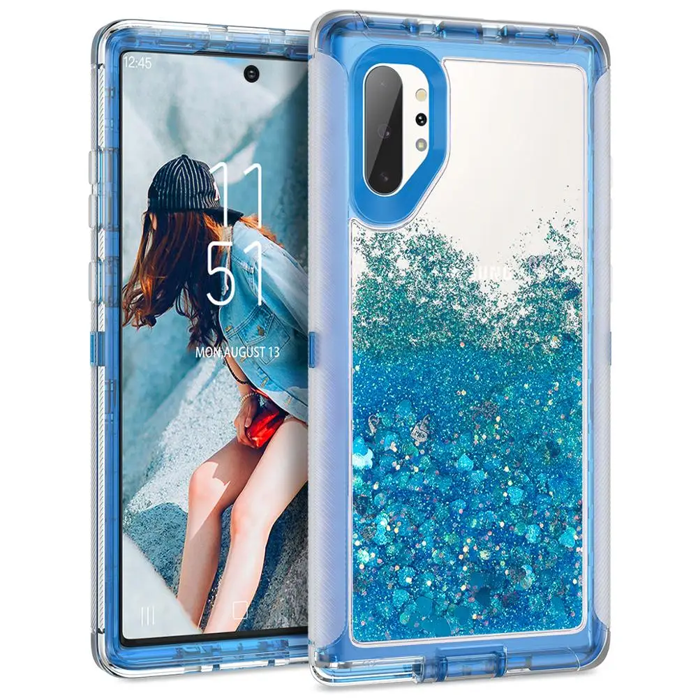 Роскошный 3 в 1 сыпучий песок Украшение Чехол для samsung Galaxy Note10 Plus TOU чехол жесткого