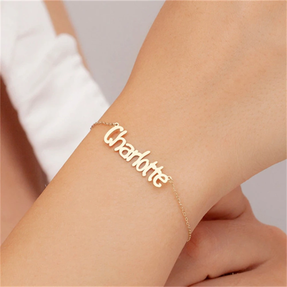 

Custom Name Bracelets For Women Personalized Stainless Steel Gold Bracelet Women Handmade Bangle Boho Mother Jewelry Gift Ideas