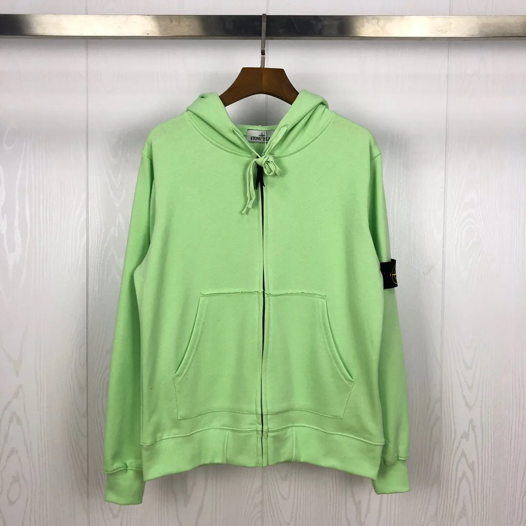 

ISLAND STONE New Product Solid Color All-match Hooded Jacket Men and Women with the Same Loose BF Wind Casual Cardigan Sweater S