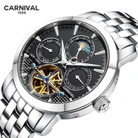 luxury luminous tourbillon mechanical watch men carnival automatic watch sapphire glass waterproof 316 steel band reloj hombre