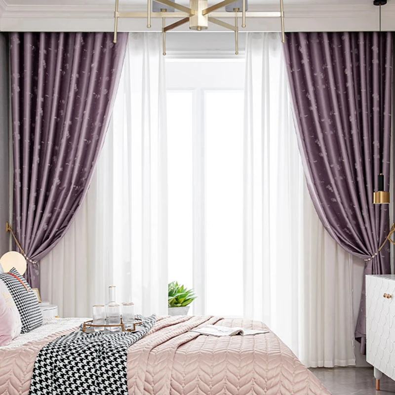 Павлинов синие жаккардовые портьеры Спальня Современные европейские светильник