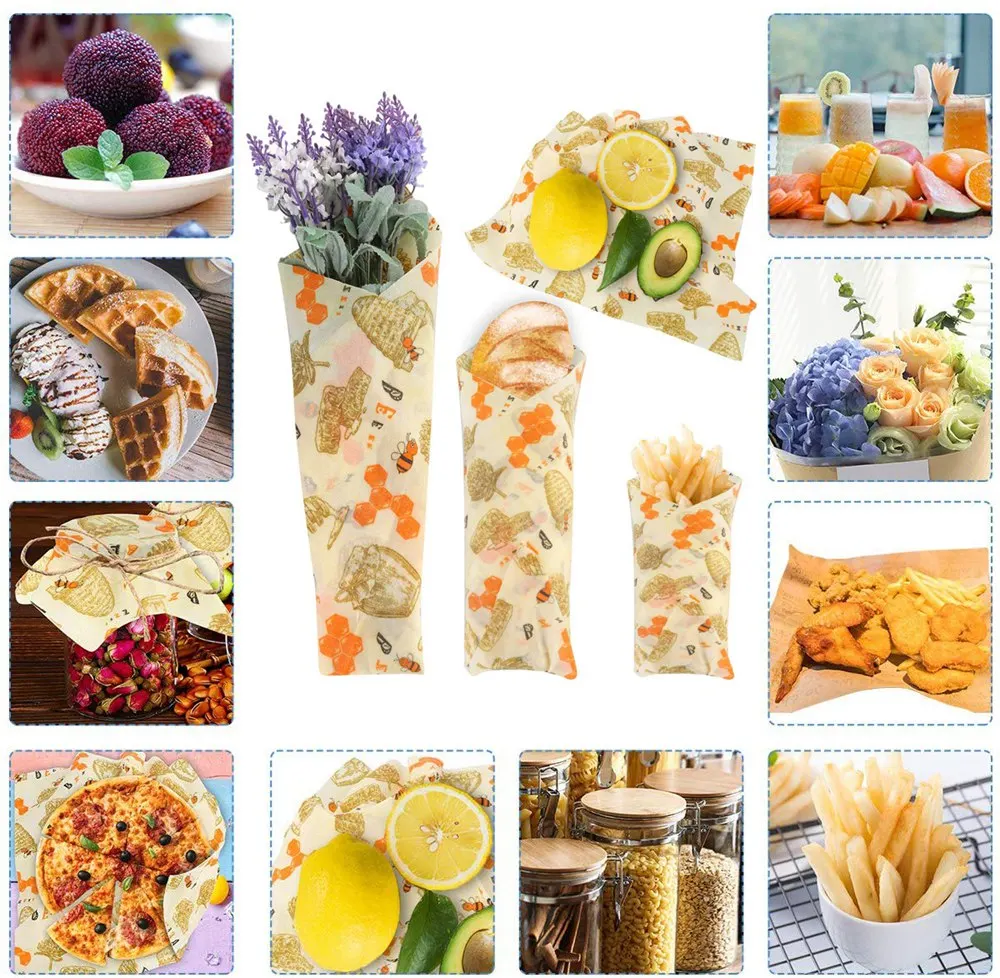 

100x33cm Reusable Beeswax Food Wrap Roll Zero Waste Eco-friendly Sustainable Stretch Lid Cover Sealer Food Storage Snack Wraps