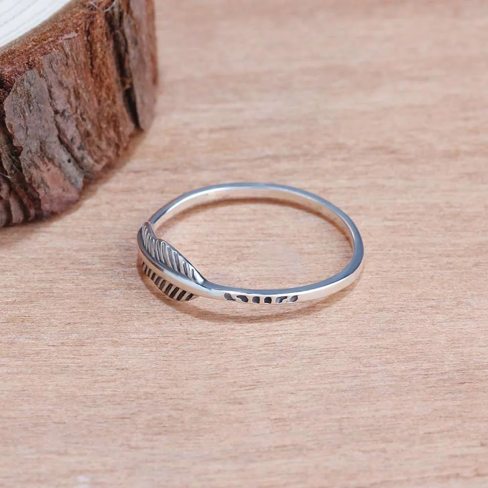 Женское Винтажное кольцо с перьями из тайского серебра окисленными листьями