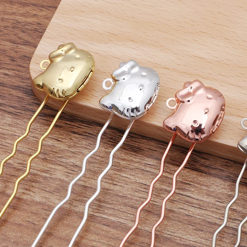 Пустая Милая Заколка медальон для волос KT свадебная основа свадебные заколки