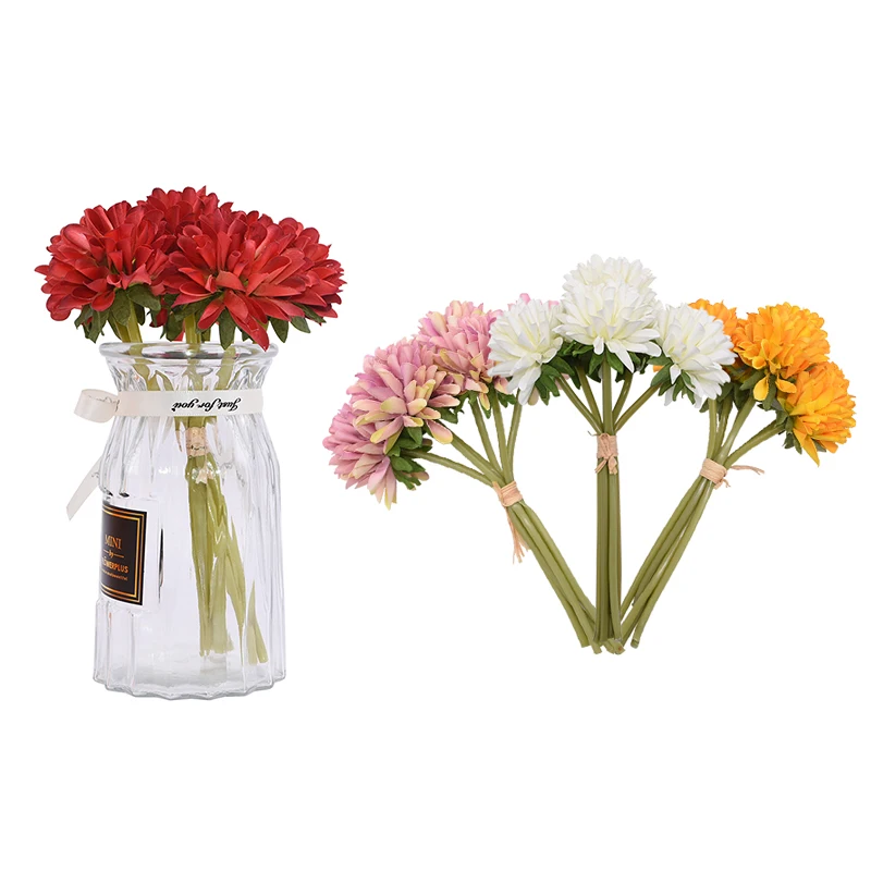 

6pcs/bouquet Silk Chrysanthemum Artificial Flowers for Wedding Bridal Bouquet DIY Home Table Flower Decoration Supplies