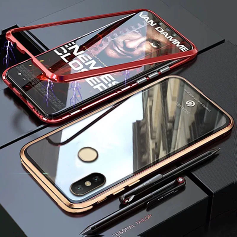 Чехол YonLinTan Coque для Xiaomi Redmi Note 6 Pro 6pro Note6 Металлическая магнитная рамка из закаленного стекла жесткий чехол для телефона