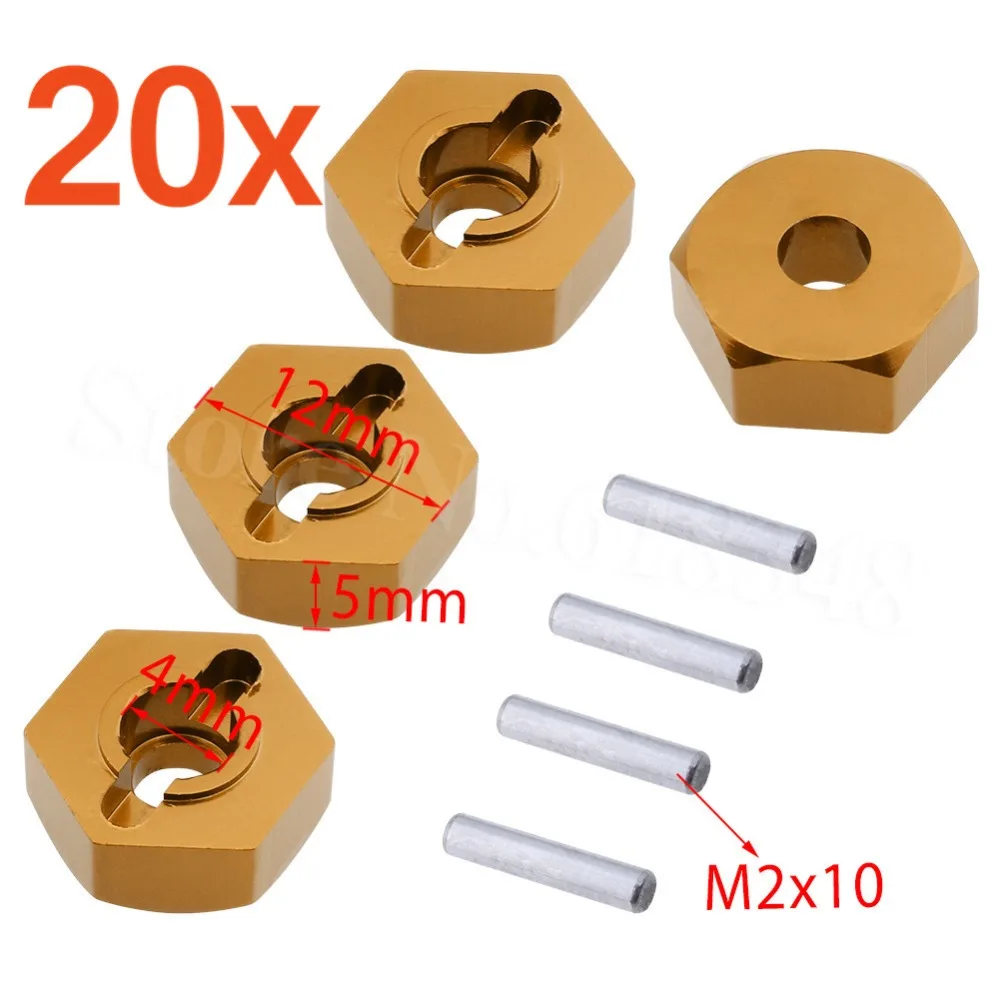 20 компл./лот Алюминий колеса с шестигранной головкой 12 мм контактами 2x10 102042 (02134)