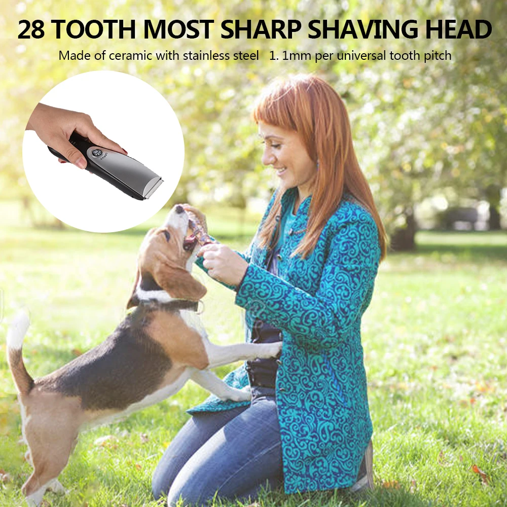 

Pet Clippers, Low Noise Pet Grooming Kit with Brushes for Ears/Paw/Eyes and 2-Speed Electric Rechargeable Cordless Pet Trimmer