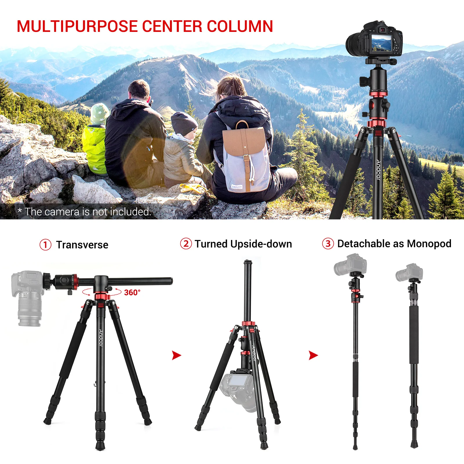 Andoer 76 дюймов штатив для камеры Портативный из алюминиевого сплава с сумкой