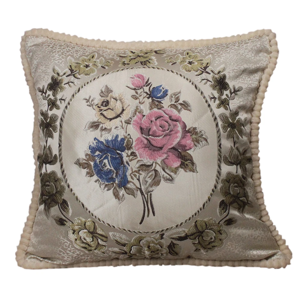 CURCYA Vintage Jacquard Flower Classic Throw Pillow Covers Home Decorative Royal Elegant European Style Sofa Back Cushion Cases