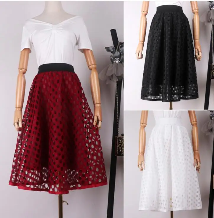 Летний Европейский стиль ретро клетчатые сетчатые юбки пачки Женский Бренд Тюль