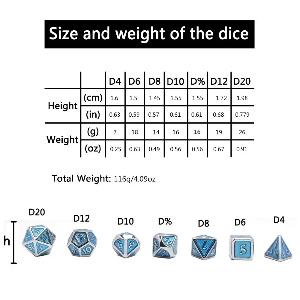 Набор Металлических Кубиков Chengshuo rpg кубиков из цинкового сплава для косплея