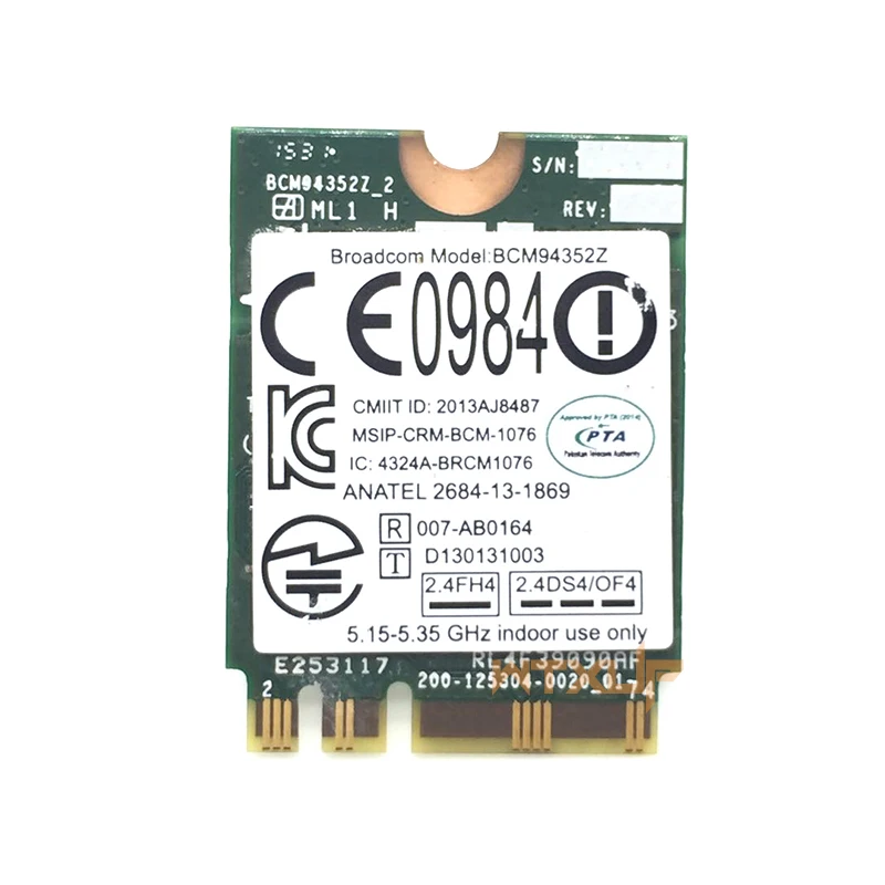 Сетевая карта Broadcom WIFI Wireless AC BCM94352Z 04X6020 M.2 NGFF 802.11AC 867 Мбит/с Bluetooth BT4.0 BCM94352 для