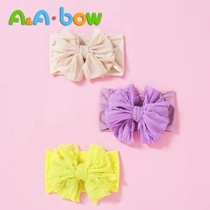 1 шт., 7 цветов, повязка на голову для малышей, нейлоновая повязка на голову с бантом, вязаная повязка на голову для малышей, милые аксессуары для головы, повязка на голову с бантом, модные аксессуары для головных уборов