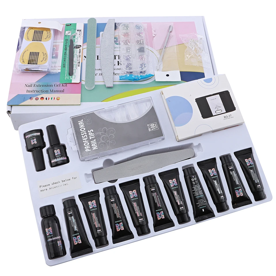 

Manicure Set Beauty Makeup Box With 24W Led UV Nail Lamp 10 Color Extension Gel Nail Extension Gel Kit Present Gift Box Design