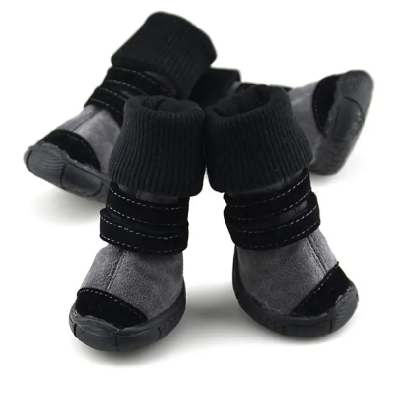 Snow Boots Teddy Dog Shoes Winter Animal Anti-Slip Cotton Soft Leather Waterproof Warm | Дом и сад