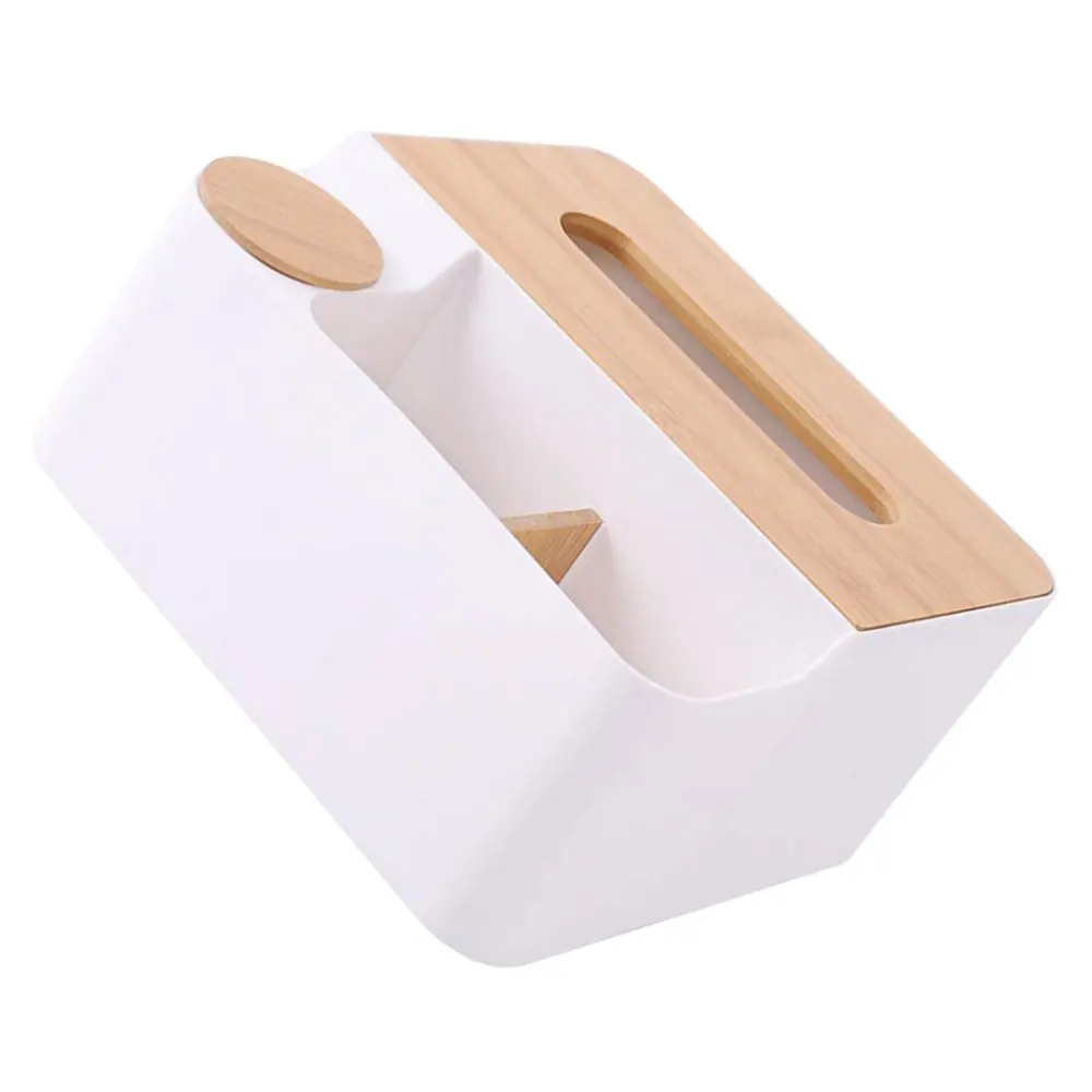 

1Pc Tissue Box Remote-control Storage Case Sundries Storage Organizer (White)